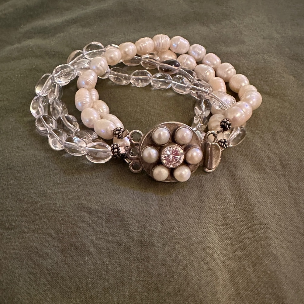 925 vintage pearl/stone bracelet